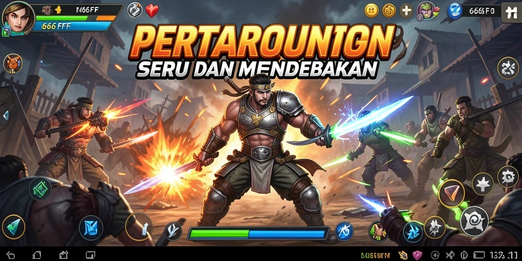 Tampilan gameplay mendebarkan dari 666FF yang menunjukkan aksi bertarung seru.