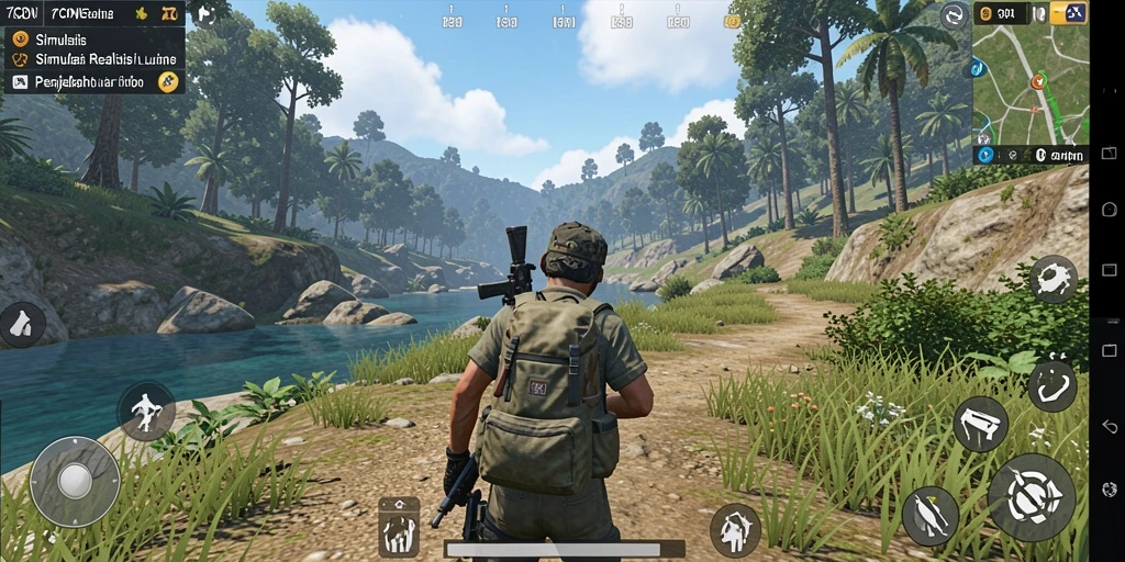 Tampilan gameplay 7CONE yang menakjubkan saat menjelajahi alam liar.