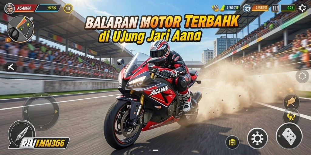 Screenshot AGAM66 menampilkan aksi balapan motor yang seru dan dinamis.