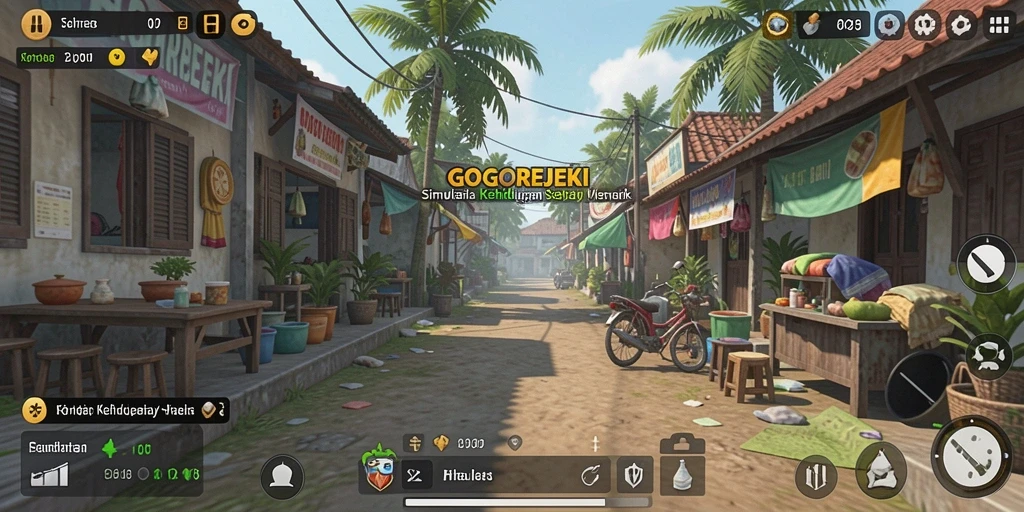 Screenshot gameplay GOGOREJEKI yang menampilkan interaksi karakter dalam simulasi.