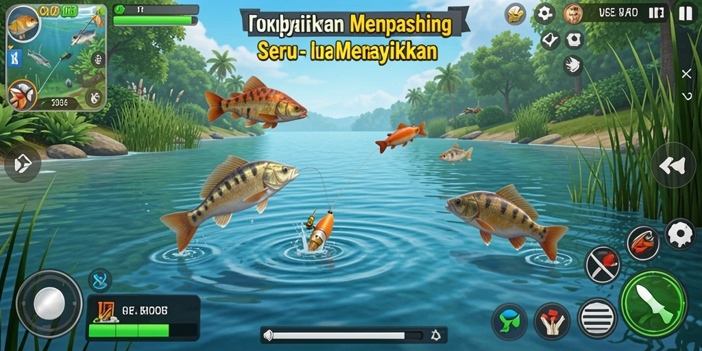 Gameplay seru OKIDR dengan beragam ikan berwarna-warni.