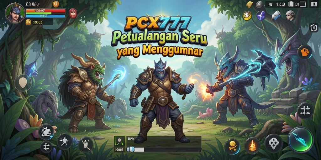 Screenshot gameplay PCX777 menampilkan petualangan epik dan karakter menarik.