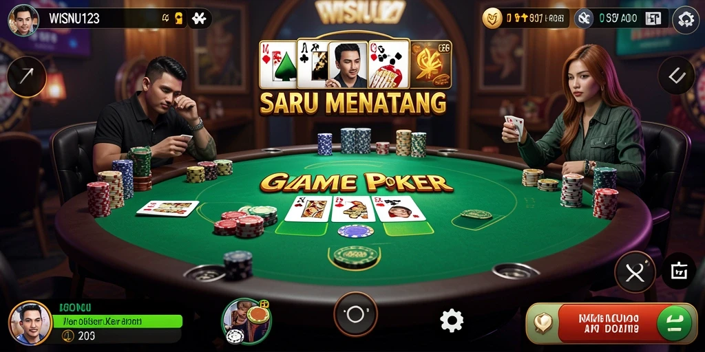 Tampilan menegangkan dari permainan Poker di WISNU123.